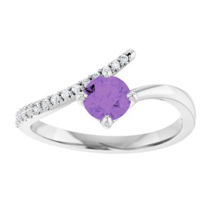 Platinum Natural Amethyst & 1/10 CTW Natural Diamond Bypass Ring
