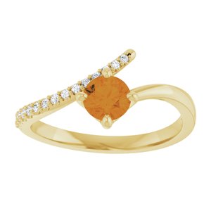 14K Yellow Gold Natural Citrine & 1/10 CTW Natural Diamond Bypass Ring