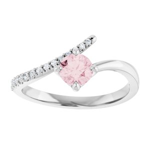 Sterling Silver Natural Pink Morganite & 1/10 CTW Natural Diamond Bypass Ring