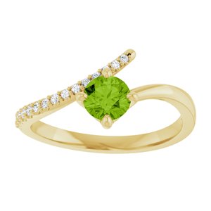 14K Yellow Gold Natural Peridot & 1/10 CTW Natural Diamond Bypass Ring