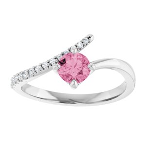 Platinum Natural Pink Tourmaline & 1/10 CTW Natural Diamond Bypass Ring