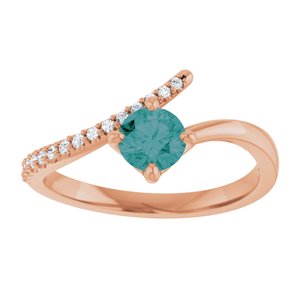 14K Rose Gold Lab-Grown Alexandrite & 1/10 CTW Natural Diamond Bypass Ring