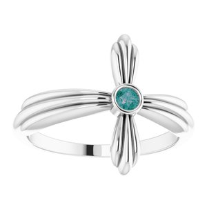 Sterling Silver Natural Alexandrite Sideways Cross Ring