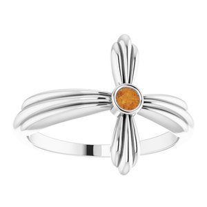 Sterling Silver Natural Citrine Sideways Cross Ring