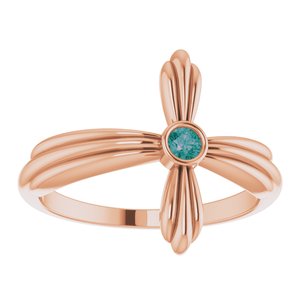 14K Rose Gold Natural Alexandrite Sideways Cross Ring