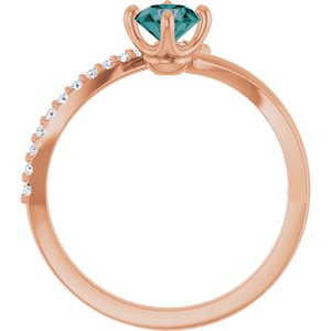 14K Rose Gold Lab-Grown Alexandrite & 1/10 CTW Natural Diamond Bypass Ring