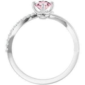 Sterling Silver Natural Pink Morganite & 1/10 CTW Natural Diamond Bypass Ring