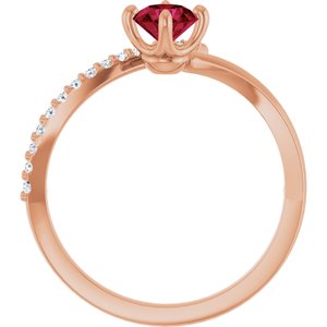 14K Rose Gold Natural Ruby & 1/10 CTW Natural Diamond Bypass Ring