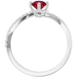 Platinum Natural Ruby & 1/10 CTW Natural Diamond Bypass Ring