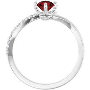 Sterling Silver Natural Mozambique Garnet & 1/10 CTW Diamond Bypass Ring