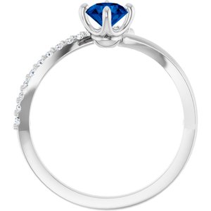 Sterling Silver Natural Blue Sapphire & 1/10 CTW Natural Diamond Bypass Ring