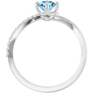 Sterling Silver Natural Aquamarine & 1/10 CTW Natural Diamond Bypass Ring