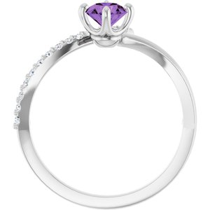 Sterling Silver Natural Amethyst & 1/10 CTW Natural Diamond Bypass Ring