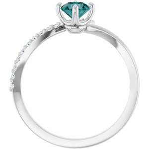 Platinum Lab-Grown Alexandrite & 1/10 CTW Natural Diamond Bypass Ring