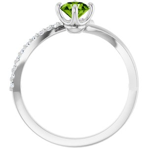 14K White Gold Natural Peridot & 1/10 CTW Natural Diamond Bypass Ring