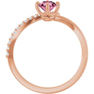 14K Rose Gold Natural Pink Tourmaline & 1/10 CTW Natural Diamond Bypass Ring