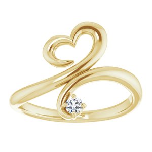 14K Yellow Gold .06 CTW Natural Diamond Heart Ring
