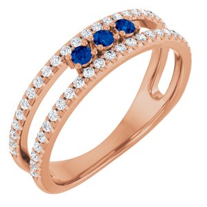 14K Rose Gold Lab-Grown Blue Sapphire & 1/4 CTW Natural Diamond Ring