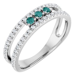 14K White Gold Lab-Grown Alexandrite & 1/4 CTW Natural Diamond Ring