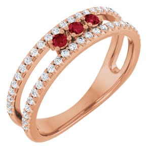 14K Rose Gold Lab-Grown Ruby & 1/4 CTW Natural Diamond Ring