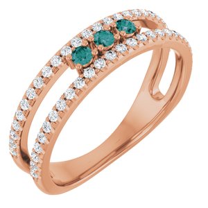 14K Rose Gold Lab-Grown Alexandrite & 1/4 CTW Natural Diamond Ring