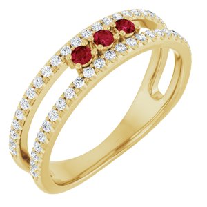 14K Yellow Gold Natural Ruby & 1/4 CTW Natural Diamond Ring