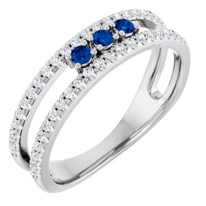 Platinum Lab-Grown Blue Sapphire & 1/4 CTW Natural Diamond Ring