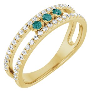 14K Yellow Gold Natural Alexandrite & 1/4 CTW Natural Diamond Ring