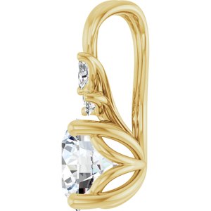 14K Yellow Gold Natural White Sapphire & 1/10 CTW Natural Diamond Pendant