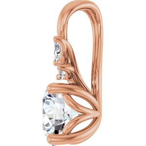 14K Rose Gold Natural White Sapphire & 1/10 CTW Natural Diamond Pendant