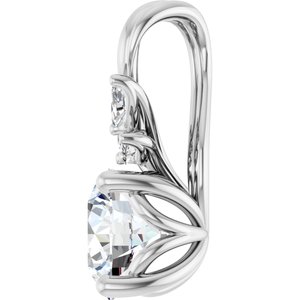 Sterling Silver Natural White Sapphire & 1/10 CTW Natural Diamond Pendant