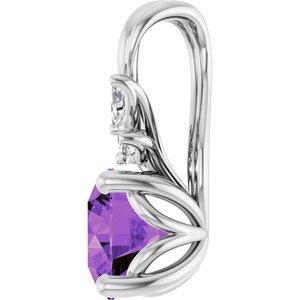 Platinum Natural Amethyst & 1/10 CTW Natural Diamond Pendant