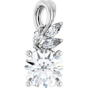 Sterling Silver Natural White Sapphire & 1/10 CTW Natural Diamond Pendant
