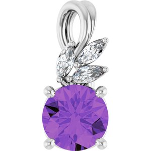 Platinum Natural Amethyst & 1/10 CTW Natural Diamond Pendant
