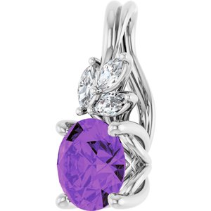 14K White Gold Natural Amethyst & 1/10 CTW Natural Diamond Pendant