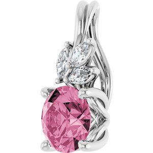 Platinum Natural Pink Tourmaline & 1/10 CTW Natural Diamond Pendant