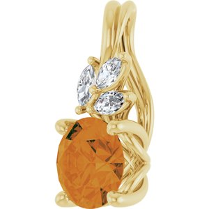 14K Yellow Gold Natural Citrine & 1/10 CTW Natural Diamond Pendant
