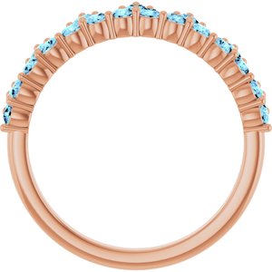 14K Rose Gold Natural Aquamarine Crown Ring