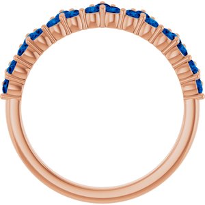 14K Rose Gold Lab-Grown Blue Sapphire Crown Ring