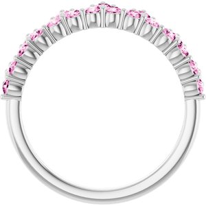 14K White Gold Natural Pink Sapphire Crown Ring