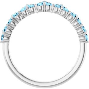 Sterling Silver Natural Aquamarine Crown Ring