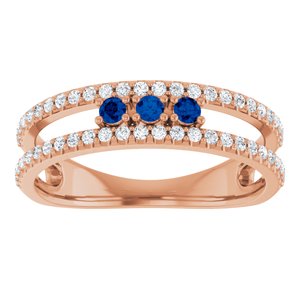 14K Rose Gold Lab-Grown Blue Sapphire & 1/4 CTW Natural Diamond Ring