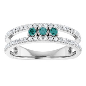 Sterling Silver Natural Alexandrite & 1/4 CTW Natural Diamond Ring