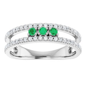 Platinum Lab-Grown Emerald & 1/4 CTW Natural Diamond Ring