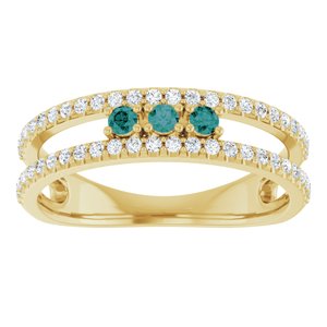 14K Yellow Gold Lab-Grown Alexandrite & 1/4 CTW Natural Diamond Ring