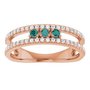 14K Rose Gold Lab-Grown Alexandrite & 1/4 CTW Natural Diamond Ring
