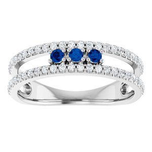 Platinum Lab-Grown Blue Sapphire & 1/4 CTW Natural Diamond Ring