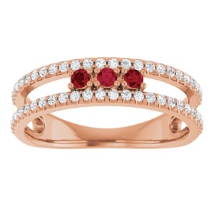 14K Rose Gold Natural Ruby & 1/4 CTW Natural Diamond Ring