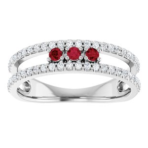 Platinum Natural Ruby & 1/4 CTW Natural Diamond Ring