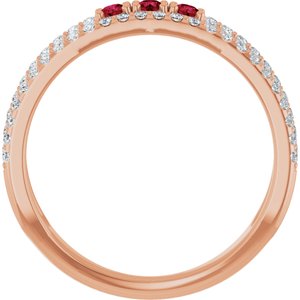 14K Rose Gold Lab-Grown Ruby & 1/4 CTW Natural Diamond Ring